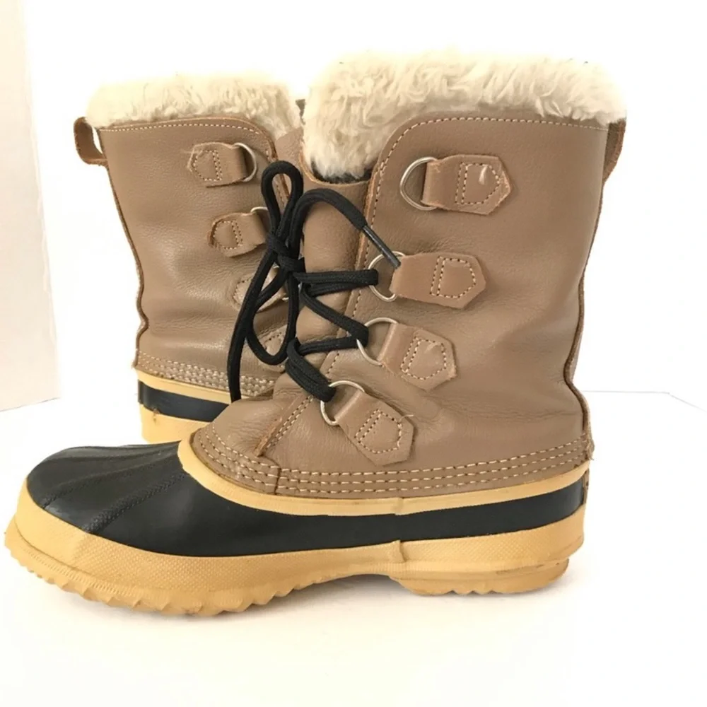 SOREL VTG Manitou Leather Wool Lined Duck‎ Boots 6